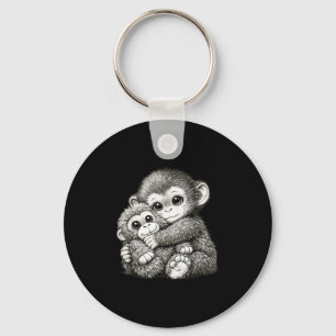 Sla een aap met teddybeer knuffel meme sleutelhanger