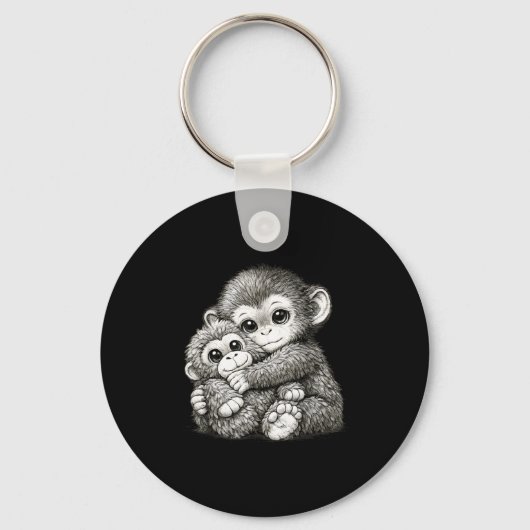 Sla een aap met teddybeer knuffel meme sleutelhanger (Voorkant)