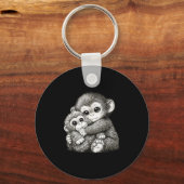 Sla een aap met teddybeer knuffel meme sleutelhanger (Voorkant)
