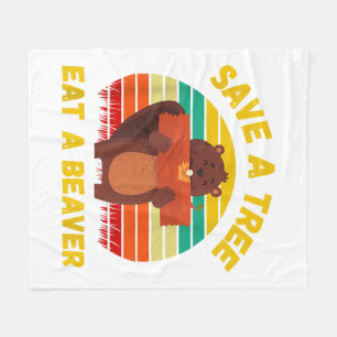 Sla een boom op Eet een Bever Grappige Bever Pun A Fleece Deken