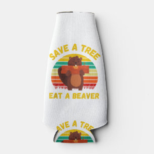 Sla een boom op Eet een Bever Grappige Bever Pun A Flesjeskoeler