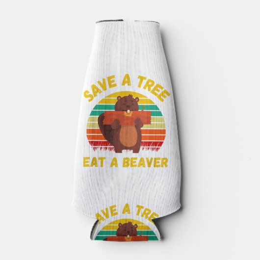 Sla een boom op Eet een Bever Grappige Bever Pun A Flesjeskoeler (Voorkant)