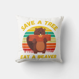 Sla een boom op Eet een Bever Grappige Bever Pun A Kussen