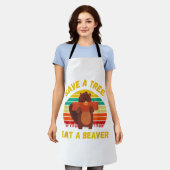 Sla een boom op Eet een Bever Grappige Bever Pun A Schort (Gedragen)