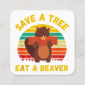 Sla een boom op Eet een Bever Grappige Bever Pun A Vierkante Visitekaartje (Achterkant)
