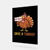 Sla een kalkoen Eet Pizza Funny Thanksgiving Class Acryl Bord (Hoek)