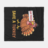Sla een kalkoen Eet Pizza Funny Thanksgiving Class Fleece Deken (Voorkant (Horizontaal))