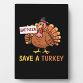 Sla een kalkoen Eet Pizza Funny Thanksgiving Class Fotoplaat (voorkant)