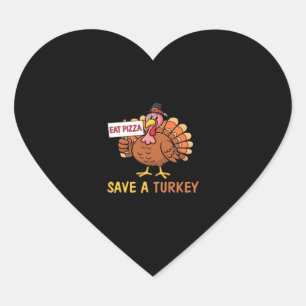 Sla een kalkoen Eet Pizza Funny Thanksgiving Class Hart Sticker