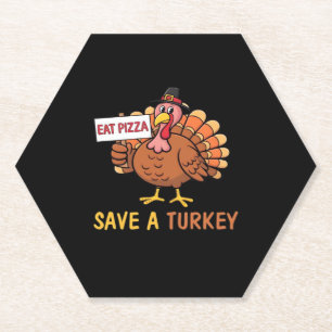 Sla een kalkoen Eet Pizza Funny Thanksgiving Class Kartonnen Onderzetters