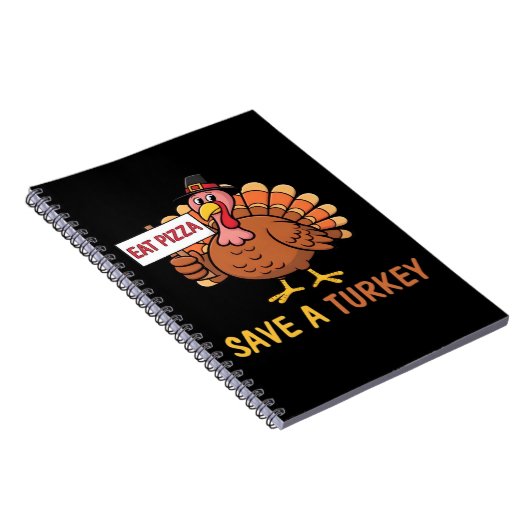 Sla een kalkoen Eet Pizza Funny Thanksgiving Class Notitieboek (Rechterzijde)