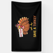 Sla een kalkoen Eet Pizza Funny Thanksgiving Class Spandoek (Verticaal)