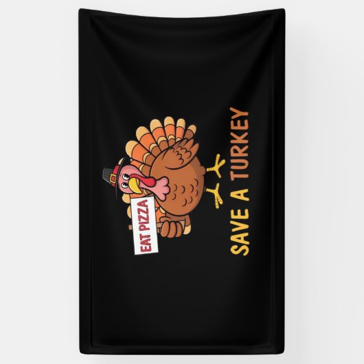 Sla een kalkoen Eet Pizza Funny Thanksgiving Class Spandoek (Verticaal)