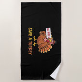 Sla een kalkoen Eet Pizza Funny Thanksgiving Class Strandlaken (Voorkant)