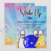Sla een leuk figuur, Tie Dye Jongens Bowling Feest Kaart (Voorkant / Achterkant)
