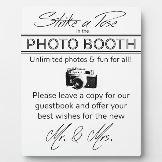 Sla een Pose Foto Booth Plaquette Fotoplaat (Voorkant)