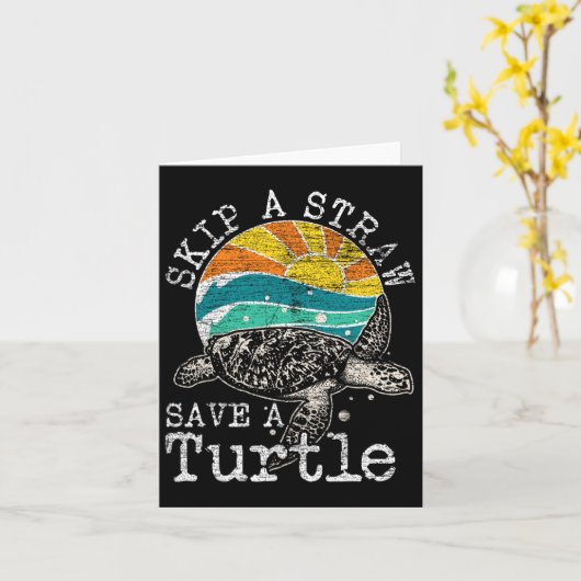 Sla een Rietje Over Red een Zeeschildpad  Kaart (Gele Bloem)