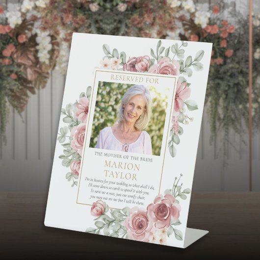 Sla een stoel moeder van de bruid foto bloemenbrui reclamebord met voetstuk