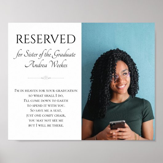 Sla een zetel zuster van Afstuderen foto Memorial Poster (Voorkant)