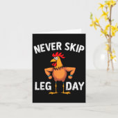 Sla geen been dag sportschool haan grappige workou kaart (Gele Bloem)