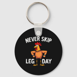 Sla geen been dag sportschool haan grappige workou sleutelhanger