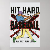 Sla Hard Loop Snel Draai Links Grappige Honkbalspe Poster (Voorkant)