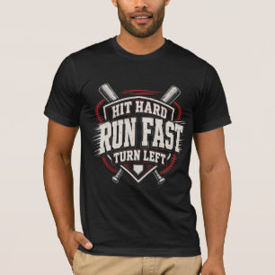 Sla Hard Loop Snel Draai Links Grappige Honkbalspe T-shirt