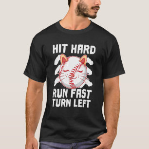 Sla Hard Loop Snel Draai Links Honkbal Bal Kat Sp T-shirt