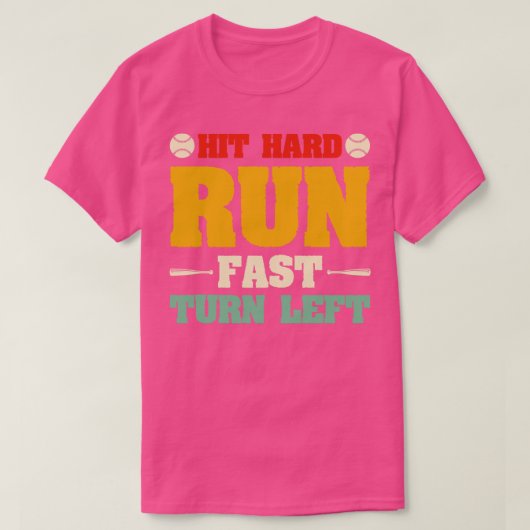 Sla Hard Loop Snel Draai Links Honkbal T-shirt (Design voorkant)