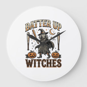 Sla Heksen Vintage Halloween-honkbalontwerp aan Grote Klok