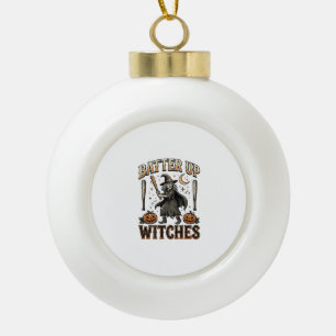 Sla Heksen Vintage Halloween-honkbalontwerp aan Keramische Bal Ornament