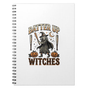 Sla Heksen Vintage Halloween-honkbalontwerp aan Notitieboek