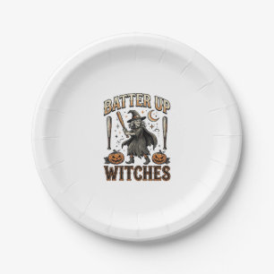 Sla Heksen Vintage Halloween-honkbalontwerp Papieren Bordje