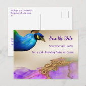 Sla het 50e Birthday Party Peacock-ontwerp op Aankondigingskaart (Voorkant / Achterkant)