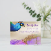 Sla het 50e Birthday Party Peacock-ontwerp op Aankondigingskaart (Staand voorkant)