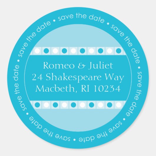 Sla het Adreslabel Datum op - Blues Ronde Sticker (Voorkant)