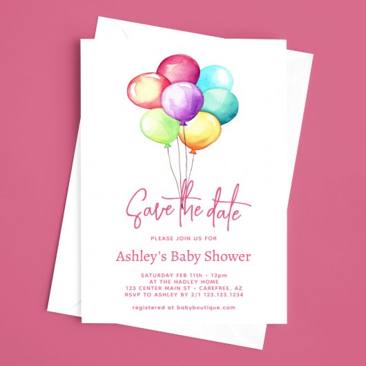 Sla het Baby shower Datumballonnen op Save The Date