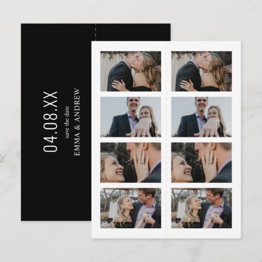 Sla het Bladwijzer Date Photo Strip op Uitnodiging Briefkaart (Voorkant / Achterkant)