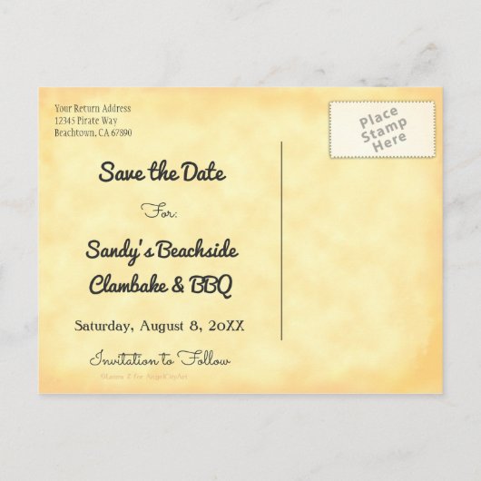 Sla het Briefkaart Aangepaste  strand op datum op (Achterkant)