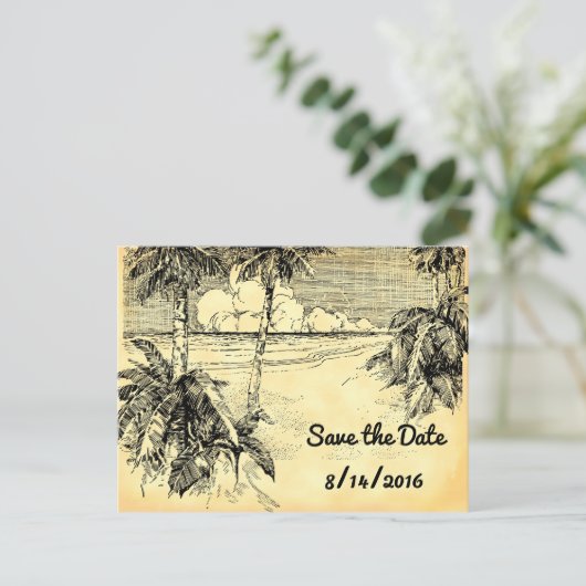 Sla het Briefkaart Aangepaste  strand op datum op (Staand voorkant)