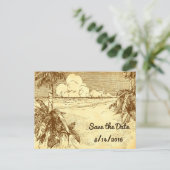 Sla het Briefkaart Aangepaste strand op datum op (Staand voorkant)