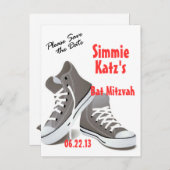 Sla het Briefkaart Date Sneakers Bat Mitzvah op (Voorkant / Achterkant)
