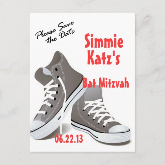 Sla het Briefkaart Date Sneakers Bat Mitzvah op (Voorkant)