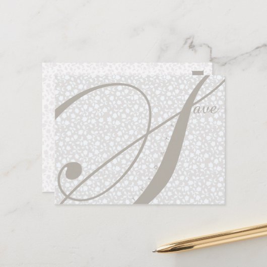 Sla het Briefkaart Date Sutble Grays Announcement  (Voorkant / Achterkant in situ)