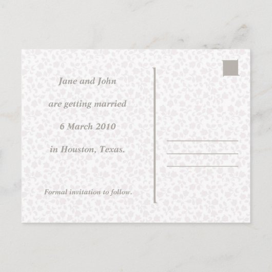 Sla het Briefkaart Date Sutble Grays Announcement  (Achterkant)