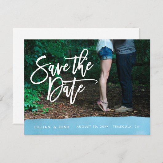 Sla het Briefkaart Datum, fotokaart, waterverf op (Voorkant / Achterkant)