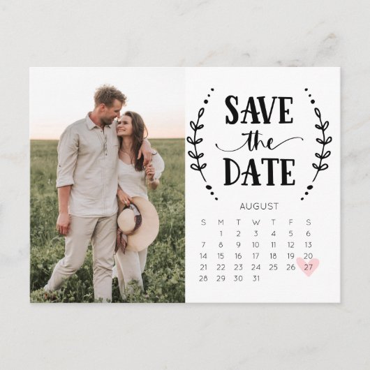 Sla het Briefkaart Datum kalender Rustisch land op (Voorkant)