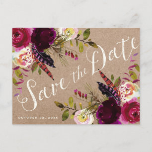 SLA HET BRIEFKAART DATUM OP   Floral Rustic Boho