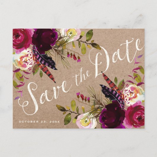SLA HET BRIEFKAART DATUM OP | Floral Rustic Boho (Voorkant)