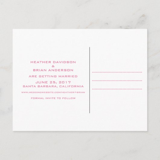 Sla het Briefkaart Datum opnieuw op, Roze (Achterkant)